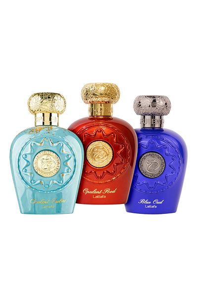 lattafa 3 perfumes pack, Opulent Dubai 100 ml, Opulent Red 100 ml and Blue Oud 100 ml