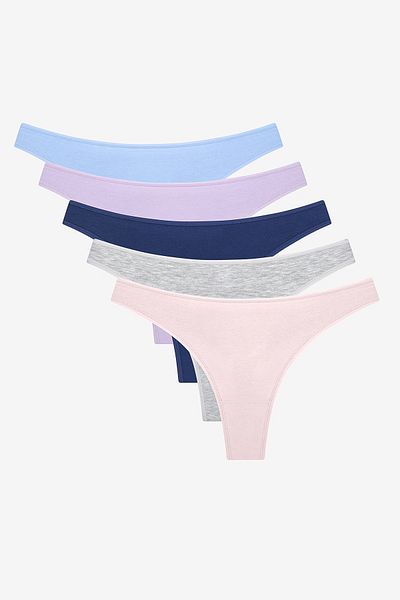 Penti Chiloți tanga multicolori Blue Bloom, 5 piese