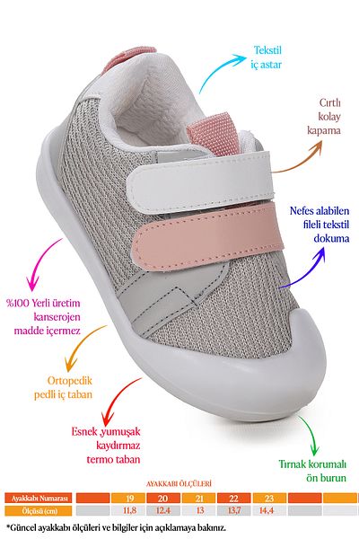 Kiko Kids Pantofi sport pentru fetiță Textile First Step Velcro