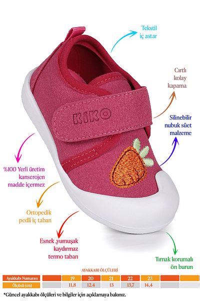 Kiko Kids Velcro Strawberry Slippers for Baby Girl - First Step Shoes