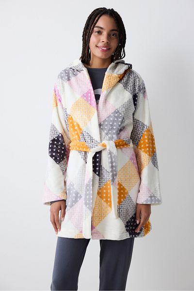 Penti Colorful Gingham Ecru Dressing Gown