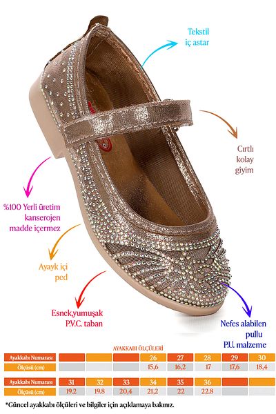 Kiko Kids Pantofi de balerină pentru fete Vakko Velcro Arç 06