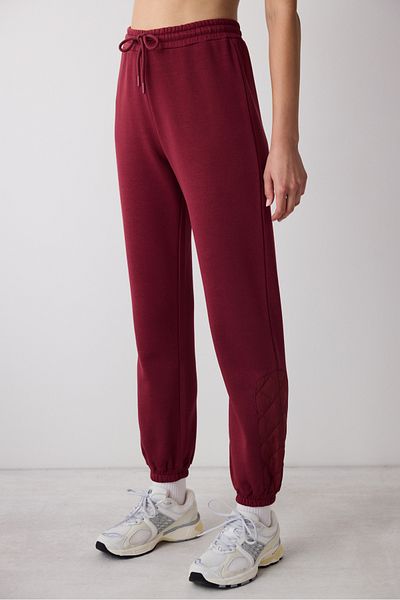 Penti High Waist Claret Red Quilted Sweatpants - Perla Detailed, Saude Collection