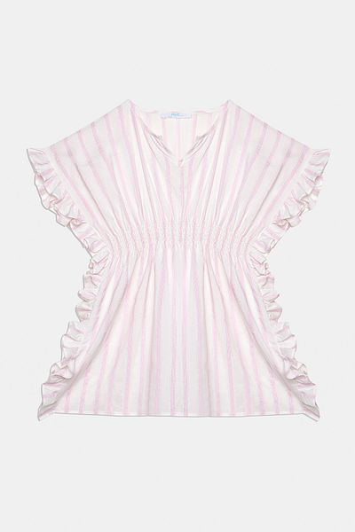 Penti Girl's Shinny Pink Striped Kaftan