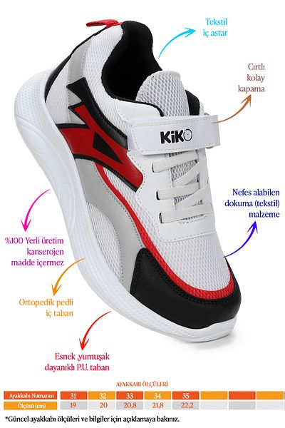 Kiko Kids Velcro Mesh για αγόρια πάνινα παπούτσια 3010