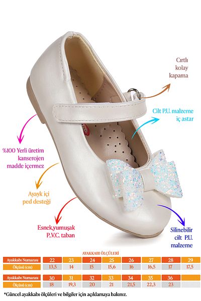 Kiko Kids Velcro Bow Girls Ballerina Shoes Aegean 200 Volume