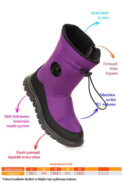 Kiko Kids Noah μποτάκια χιονιού για κορίτσια/αγόρια με φερμουάρ