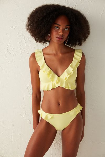 Penti Yellow Wendy Side Ruffle Detailed Bikini Bottom