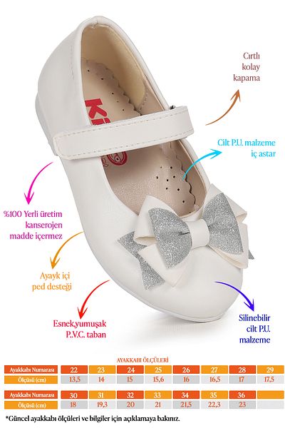 Kiko Kids Velcro Nisip Glitter Bow Fete Balerina Pantofi Ege 202 Skin