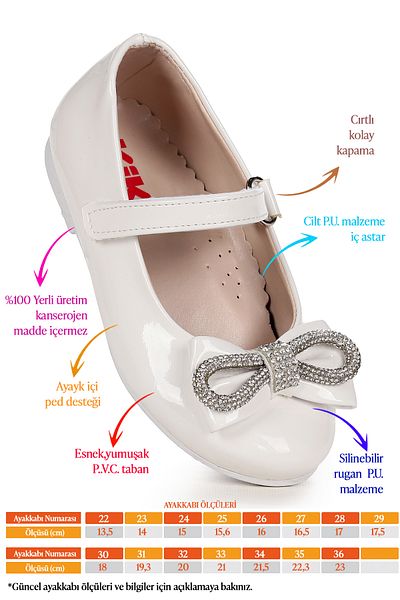 Kiko Kids Papion Papion Stone Velcro Pantofi de balerina pentru fete