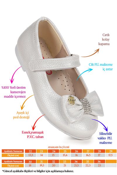 Kiko Kids Balerini pentru fete cu fundă cu velcro Ege 201 Vakko