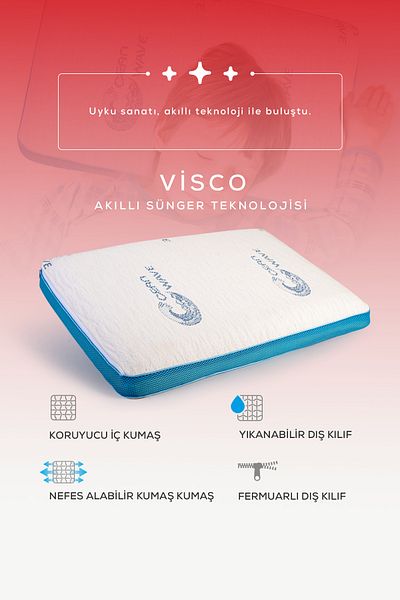 moda home bedding Visco Comfy Child Pillow Blue, Visco Pillow, Orthopaedic Pillow