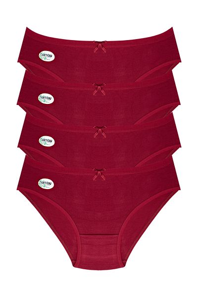 Stars Underwear Chiloți din bambus pentru femei Burgundy - 100% bambus, ultra flexibili și cu textura moale 4 buc