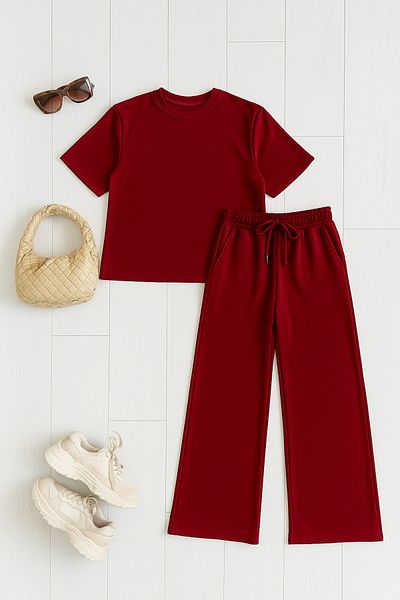 OTAKU Women's Modal Fabric Short Sleeve T-Shirt Tracksuit Set