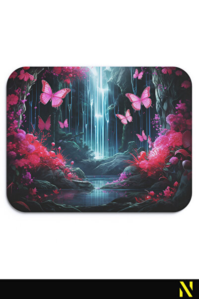nilizma Ергономична подложка за мишка с мотив на пеперуда, с неплъзгаща се основа, за дома и офиса