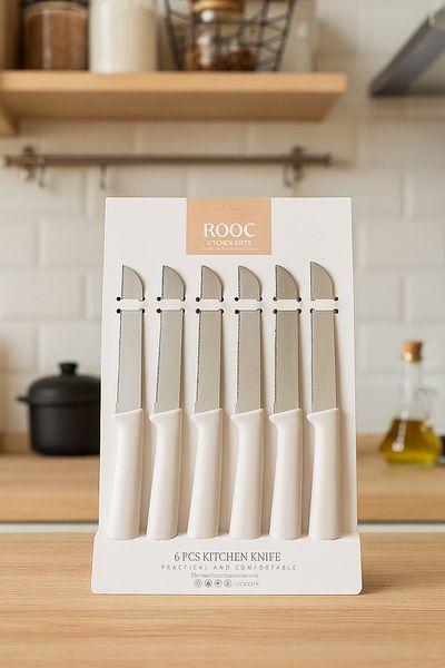 Rooc 6-Piece Kitchen Knife Set, Ultra Sharp, Cream