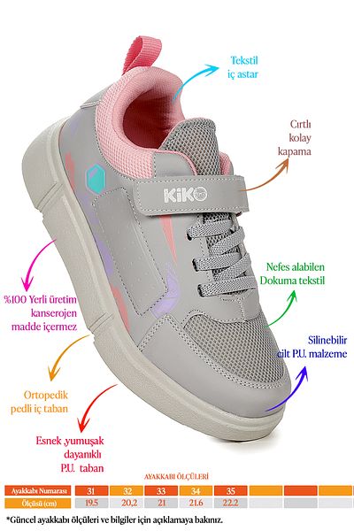 Kiko Kids Pantofi pentru fetiță/băieți din plasă cu velcro 3013