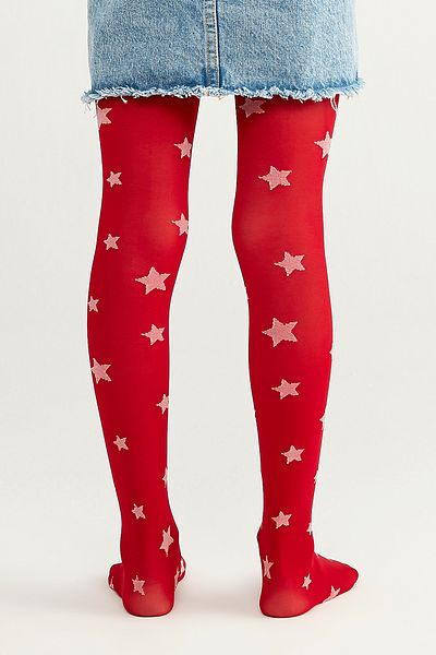 Penti Red Girl's Star Pantyhose