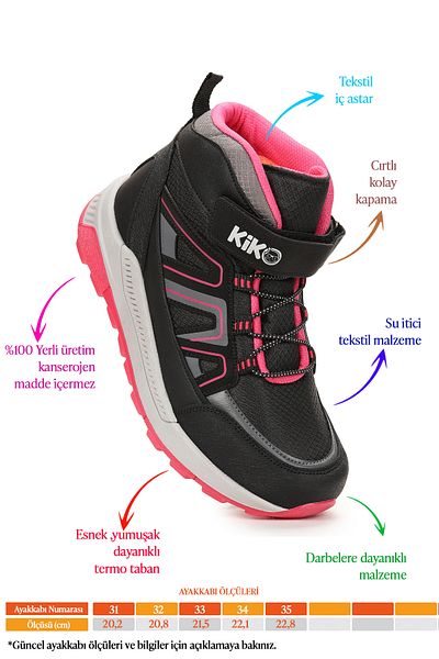 Kiko Kids Γυναικεία Αθλητικά Μποτάκια Thermo Sole Velcro 300