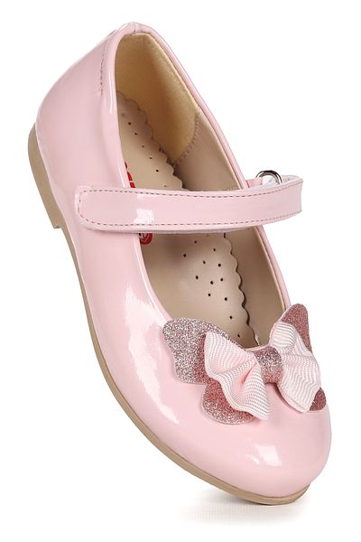 Kiko Kids Stoned Velcro Κοριτσίστικα Παπούτσια Μπαλαρίνας με Φιόγκο Ege 204 Λουστρίνι