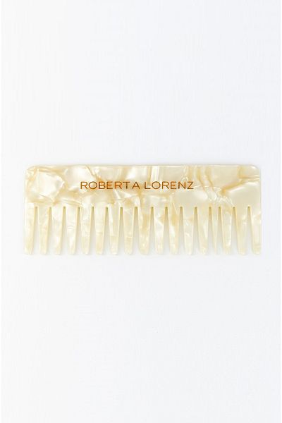 Roberta Lorenz Women's White Pearlescent Wide Tooth Comb/ Portable/ 15 Cm/ Acetate Material