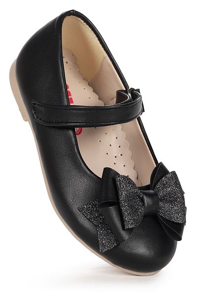 Kiko Kids Velcro Sand Glitter Bow Girls Ballerina Shoes Ege 202 Skin