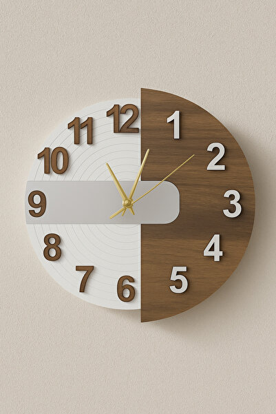 Ahşap “Lunaro” 32 cm Modern Pleksi Detaylı Duvar Saati