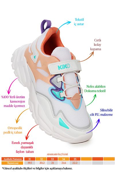 Kiko Kids Αθλητικά παπούτσια κοριτσιών/αγοριών Velcro Mesh 3019