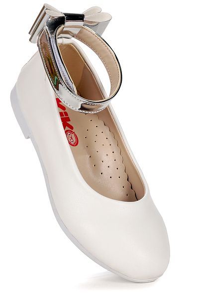 Kiko Kids Pantofi de balerină cu fundă Velcro pentru fete Aegean 205 Curea de piele la gleznă