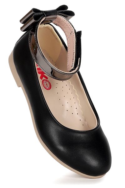 Kiko Kids Velcro Girls Bow Ballerina Shoes Aegean 205 Δερμάτινο λουράκι στον αστράγαλο