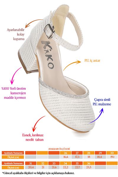 Kiko Kids Ressa Chupra Stone Girl's 5 cm Heeled Sandals Evening Dress Shoes