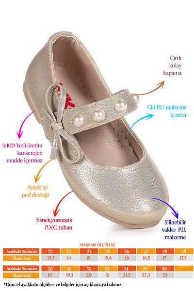 Kiko Kids Bareti Vakko Pearl Daily Velcro Pantofi de balerină pentru fete