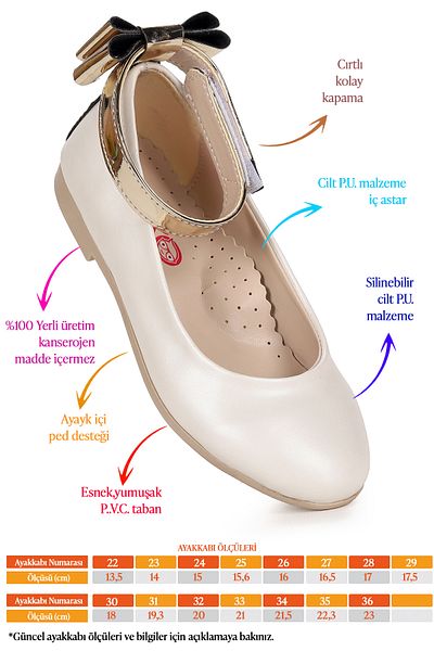 Kiko Kids Pantofi de balerină cu fundă Velcro pentru fete Aegean 205 Curea de piele la gleznă