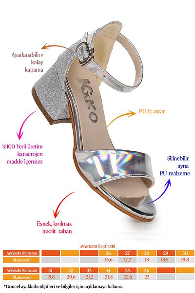 Kiko Kids Sheila Mirror Sand Daily Fetiță Sandale cu toc de 3 cm Pantofi de seară