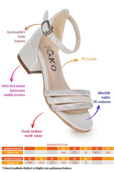 Kiko Kids Helena Vakko Daily Girl's 3 cm Heeled Sandals Evening Dress Shoes