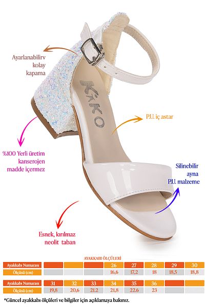 Kiko Kids Sheila Ayna Pine Daily Girl's 3 cm Heeled Sandals Evening Dress Shoes