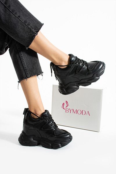 Bymoda Noul sezon pantofi negri cu toc ascuns cu pană Înălțime totală 10 CM