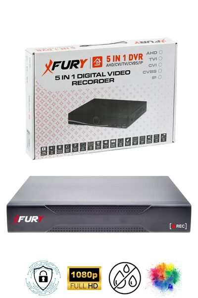 FURY 4 Lü Gece Renkli Görüş 5Mp Lens 1080p Güvenlik Kamerası su Geçirmez Güvenlik Kamerası Seti 250gb