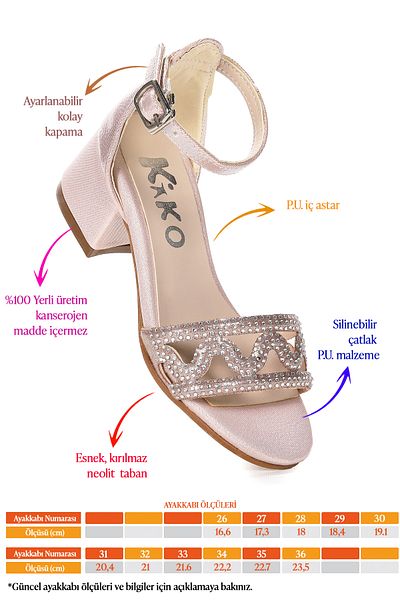 Kiko Kids Else Daily Fetiță Sandale Cu Toc 3 Cm Pantofi Rochie De Seară