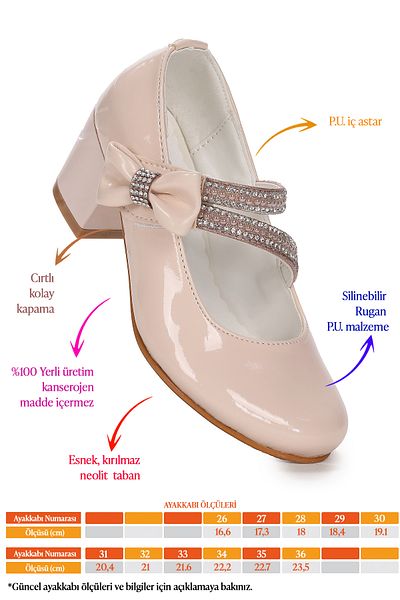 Kiko Kids Pantofi de seara cu toc de 4 cm pentru fete din piele lacuita Aisha