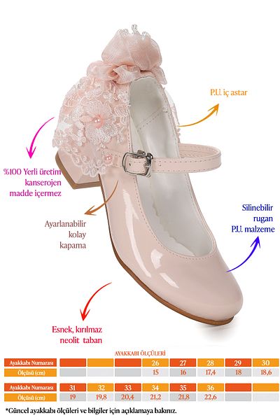 Kiko Kids Pantofi de seara cu toc de 4 cm pentru fete din piele lacuita Cara