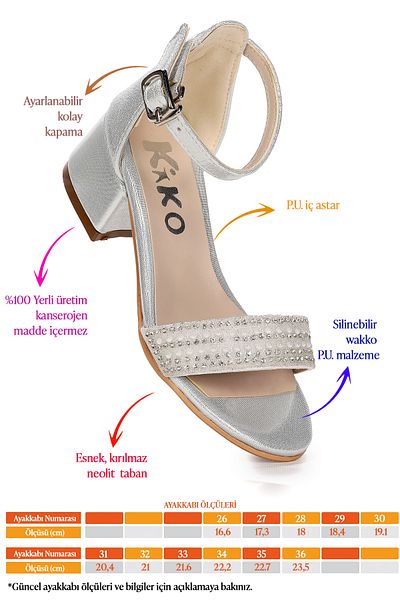 Kiko Kids Elinor Vakko Daily Girl's Sandale cu toc de 3 cm Pantofi de seara