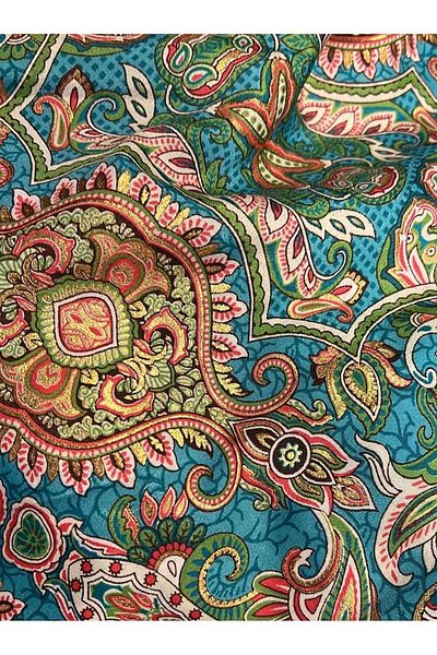VibeGaia Ethnic Patterned Indian Silk Bohemian V Neck Strap Summer Beach and Casual Long Dress Red /Blue