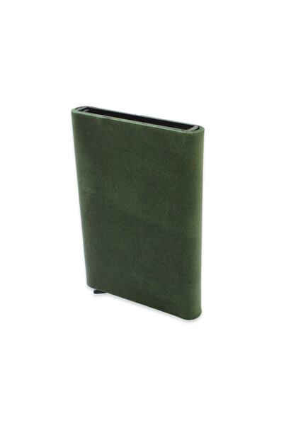 Tesbihane Сучасний дизайн, повністю ручна робота, зелений шкіряний гаманець-портмоне з механізмом Crazy Leather.