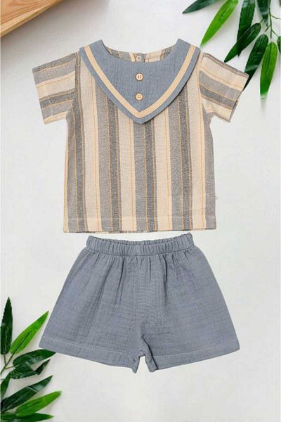 dinamik çocuk Baby Boy / Child Triangle Collar Suit Ham Keti Summer Fabric Bottom Top Evaluation by Month