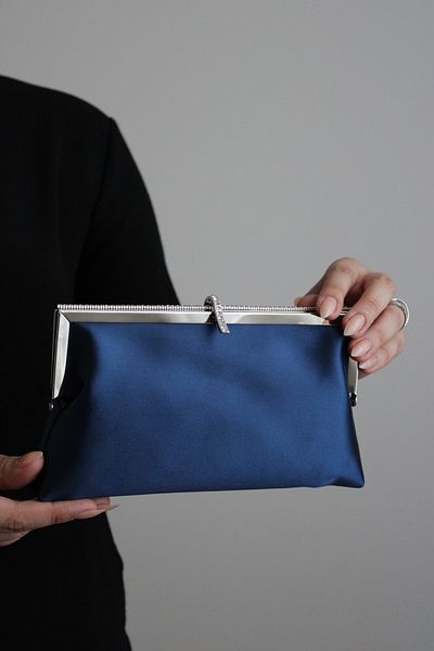 Mimoza Women's Metal Framed Stone Detailed Evening Dress Clutch Bag