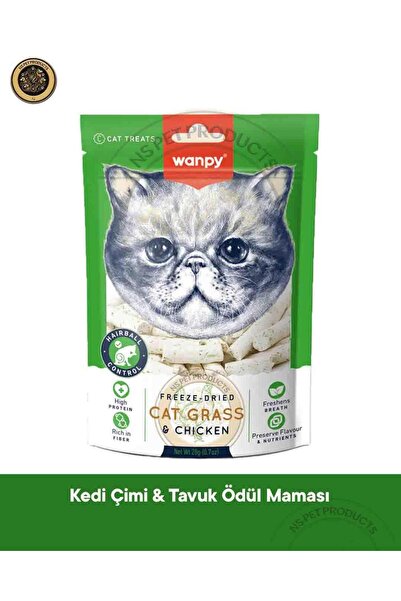 Wanpy Dondurulmuş Kedi Çimi ve Tavuklu Kedi Ödül Maması 20 gr
