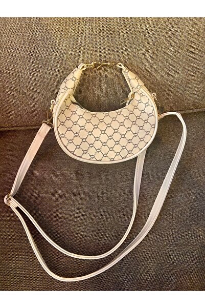 Melos Butik Kadın Krem Jakar Desenli Mini El Ve Omuz Çantası