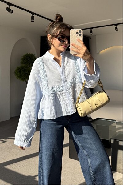 Safgiyim44 Luke Beige Lace Detail Shirt