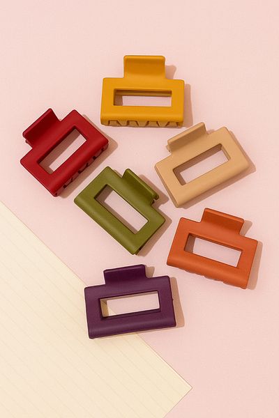 PREGIO Women's Colorful Small Size 6-Piece Square Elegant Latch Buckle